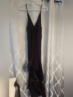 Libian Slip V-Neck Evening Dress in Deep Wine Sparkle